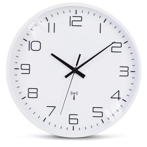 Epochic Funkuhr Wanduhr Funk Lautlos Wanduhr Groß Batteriebetrieben Einfach zu Lesen für Wanddekoration Wohnzimmer Küche Büro 30cm (Weiß) von Epochic