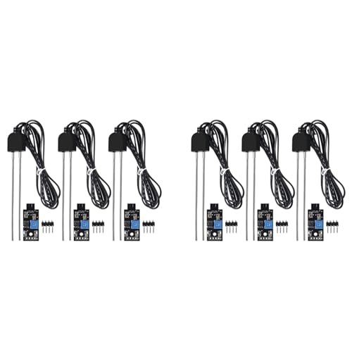 Epodmalx 6 Sets Bodenfeuchtesensor, mit Korrosionsbeständiger Sonde, Modul Digital-Analog-Signalausgang für Gartenautomatik von Epodmalx