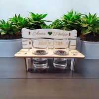 Holz-Schnapsbank Mit Gravur - Personalisierte Schnapsgläser, Geschenk Für Hochzeit, Geburtstag Oder Freunde von Epodreams