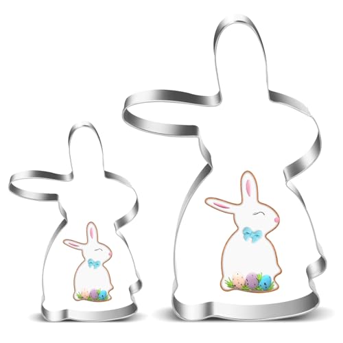 Ausstechformen Hase, 2 Stück Ostern Hase Plätzchen Ausstecher Set, Edelstahl Plätzchenausstecher Hase, Riesen Hase Keksausstecher, Hasen Cookie Cutter Geschenke für Kinder Ostern von Epokus