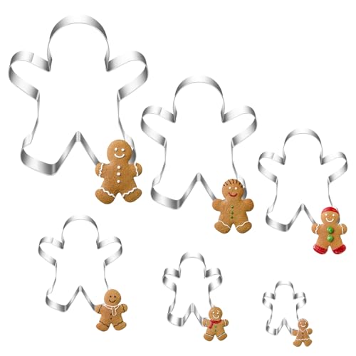 Ausstechformen Weihnachten, 6 Stück Lebkuchenmann Plätzchen Ausstecher, Edelstahl Plätzchenausstecher Linzer, Lebkuchenmann Keksausstecher, Cookie Cutter Geschenke für Kinder Backen Fondant Torten von Epokus