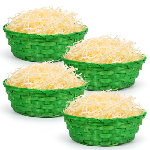 Osterkörbchen mit Deko Gras, 4 Stück Osterkorb Zum Befüllen, Grünes Bastkörbe 22.5 * 7.5cm,100g Ostergras Natur Braun, Oster Weidenkörbe, Osternester Korbflechten für Kinder Ostern Eier Dekoration Osterkörbchen mit Deko Gras, 4 Stück Osterkorb Zum Befüllen, Grünes Bastkörbe 22.5 * 7.5cm,100g Ostergras Natur Braun, Oster Weidenkörbe, Osternester Korbflechten für Kinder Ostern Eier Dekoration von Epokus