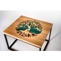 Epoxy Eiche Resin Motiv Baum Kaffeetisch Live Edge Holz Natur Handarbeit Speise 27" X 23" | 70 60 von EpoxyProjectsMolds