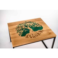 Epoxy Eiche Resin Motiv Baum Kaffeetisch Live Edge Holz Natur Handarbeit Speise 31" X 27" | 80 70 von EpoxyProjectsMolds