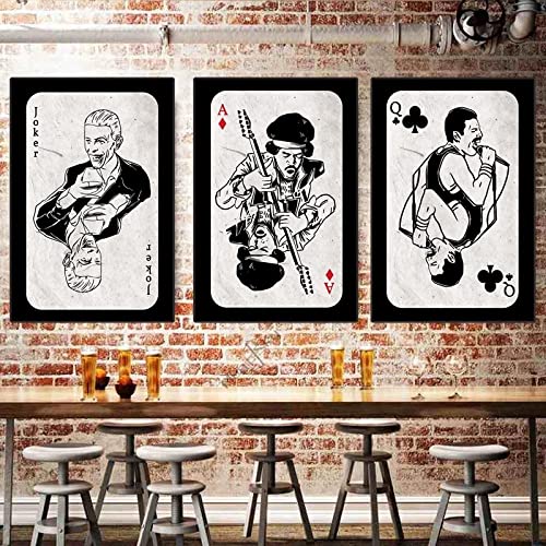 Eppedtul Vintage Poker Art Spielkarten Leinwand Poster und Drucke Wandkunst Bilder Club Bar Dekoration Wohnzimmer Heimdekoration [70x110cm/28x43inch] x3 Rahmenlos von Eppedtul
