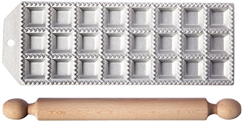 Eppicotispai Ravioli-Maker mit Nudelholz, 24 Löcher, Aluminium von Eppicotispai