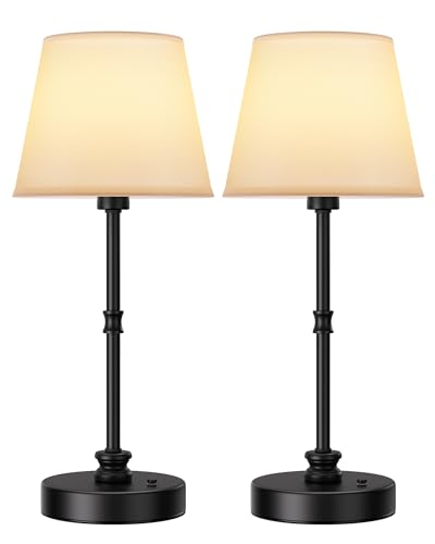 EppieBasic 5200mAh LED Tischlampe Kabellos 2 Stück, Nachttischlampe Touch Dimmbar, Kleine Lampe Akku, Stufenlos Dimmbar, 2700K Warme Lichtfarbe für Wohnzimmer Schlafzimmer Badezimmer Schwarz von EppieBasic