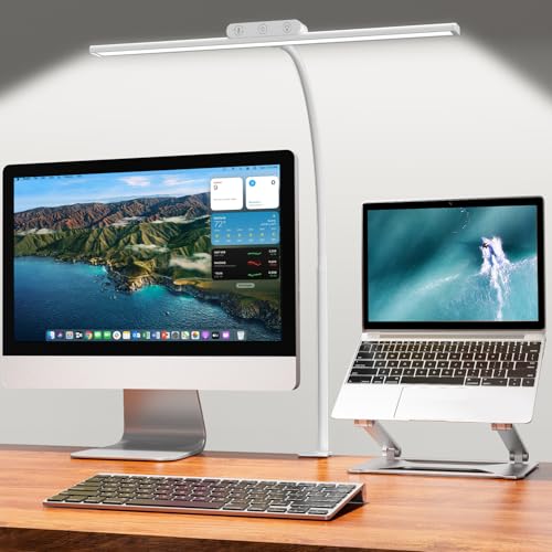 EppieBasic Schreibtischlampe LED Dimmbar, helle Schreibtischlampe LED Klemmbar, Augenschutz Arbeitslampe für Homeoffice, Schwanenhals Büro Tischlampe, moderne Monitor Lampe für die Studie lesen von EppieBasic