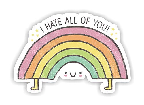 2x EppoBrand Regenbogen Aufkleber "I Hate All of You" JDM Vinyl mit kratzfester Beschichtung, 14 x 8,9 cm, für Apple MacBook, Laptop, Fenster, Stoßstange, Kühlschrank, Skaten, Binder von EppoBrand