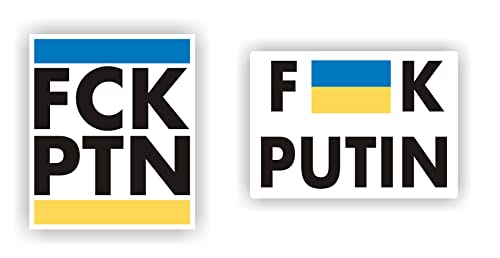 EppoBrand 2X Fuck Putin Unterstützt die Ukraine Flagge Aufkleber für Auto Stoßstange Fenster Skateboard Fahrrad Snowboard Gepäck Wasserflasche MacBook Laptop von EppoBrand