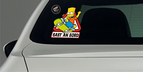EppoBrand 2x Bart Baby an Bord Junge Vinyl Aufkleber mit Antikratzbeschichtung 15 & 9 cm für Autos LKW Fenster Stoßstange Skate von EppoBrand
