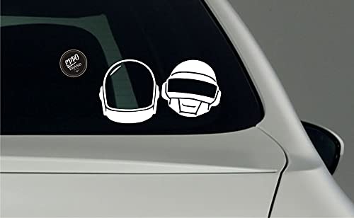 EppoBrand 2x Daft Punk Discovery Helmets Mask Vinyl Aufkleber 14x9 cm und 19x12,5 cm für Autos LKW Fenster Stoßstange Kühlschrank Skate Binder Laptop Macbook Luggage von EppoBrand