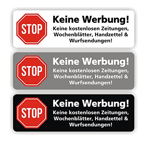 EppoBrand 6x Stop Bitte Keine Werbung Kostenlose Zeitung Indoor/Outdoor Briefkasten Aufkleber Schild 9x2.5 cm von EppoBrand