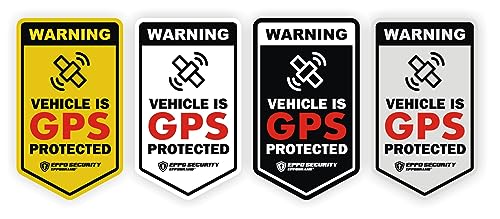 EppoBrand 4 Stück GPS Tracking Alarm Anti-Diebstahl Warnung Fahrzeug ist GPS geschützt Vinyl Aufkleber Schild mit Anti-Kratz-Beschichtung 3,8 cm x 6,3 cm für Elektroroller Fahrrad E-Bike Auto LKW von EppoBrand