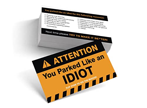 EppoBrand You Parked Like an IDIOT Lustige beleidigende schlechte Parkscheine, nicht klebende Karten hinter dem Scheibenwischer, zum Parken oder Streichlernen (30) von EppoBrand
