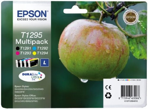 4 Tintenpatronen (T1295 MULTIPACK) für EPSON T1291 , T1292 , T1293, T1294 BX 305 F , BX 320 FW , BX 525 WD , BX 625 FWD EPSON STYLUS SX 420 W , SX 525 WD , SX-620 FW von Epson