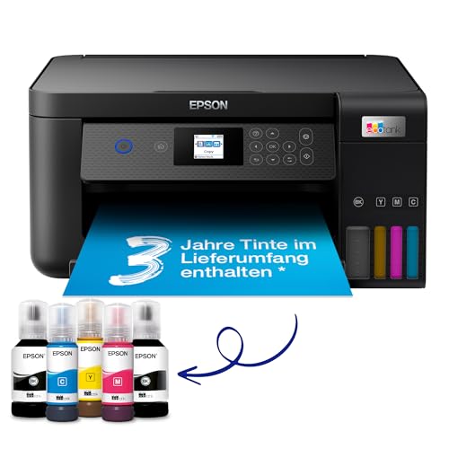 EcoTank ET-2850 A4-Multifunktions-Wi-Fi-Tintentankdrucker, mit einem im Lieferumfang enthaltenen Vorrat an Tinten bis zu 3 Jahren,schwarz von Epson