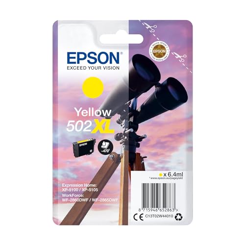 Epson Original 502XL Tinte Fernglas Singlepack gelb XL, XP-5100 XP-5105 XP-5150 XP-5155 WF-2860DWF WF-2865DWF WF-2880DWF WF-2885DWF, ReadyPrint Flex-Tintentarife von Epson
