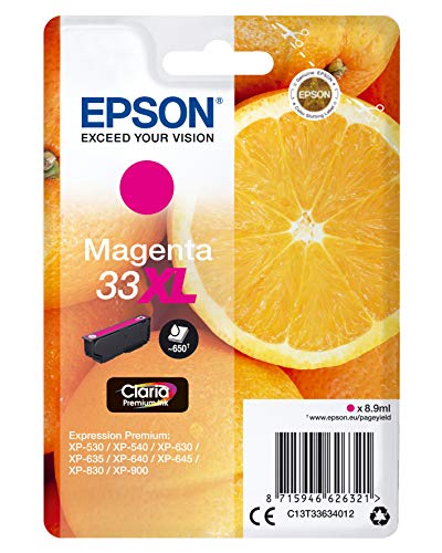 Epson Claria Premium 33 - Cartucho de Tinta Magenta XL 8,9 ml válido para los modelos Expression Premium XP-645, XP-830, XP-900 y otros, rot von Epson