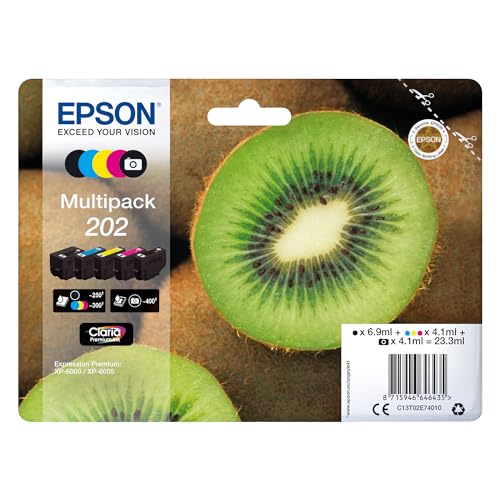 Epson EP64643 Original 202 Tinte Kiwi (XP-6000, XP-6005, XP-6100, XP-6105), Multipack 5-farbig von Epson