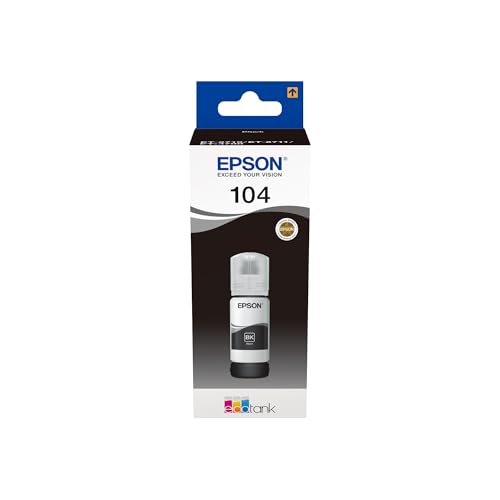 Epson EP65580 Original 104 EcoTank Tintenflasche (ET-2710 ET-2711 ET-2720 ET-2726 ET-4700 ET-2712,ET-2721) schwarz, 65ml von Epson