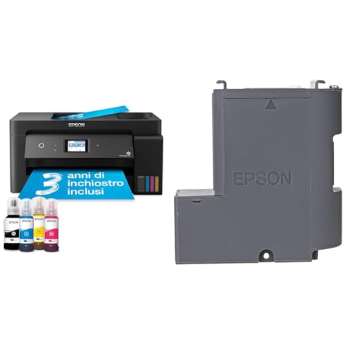 Epson EcoTank ET-15000 4-in-1 Tinten-Multifunktionsgerät, großer Tintentank, hohe Reichweite, niedrige Seitenkosten,Normal & C13T04D100 Toner, Schwarz von Epson
