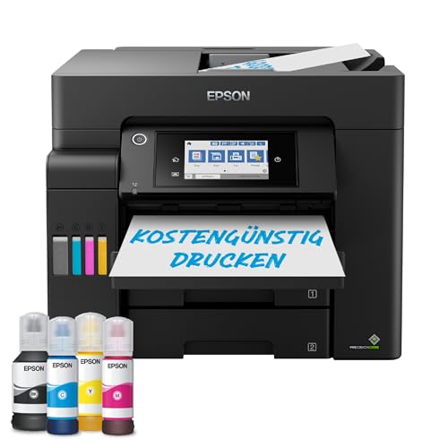 Epson EcoTank ET-5800 4-in-1 Tinten-Multifunktionsgerät (Kopie, Scan, Druck, Fax, A4, ADF, Full-Duplex, WiFi, Ethernet, Display, USB 2.0), großer Tintentank, hohe Reichweite, niedrige Seitenkosten von Epson