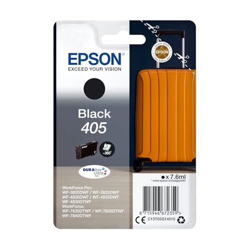 Epson Orginal 405 Tinte Koffer Singlepack schwarz Standard WF-3820DWF WF-3825DWF WF-4820DWF WF-4825DWF WF-4830DTWF WF-7830DTWF WF-7835DTWF WF-7840DTWF DURABrite Ultra Ink, ReadyPrint Flex-Tintentarife von Epson