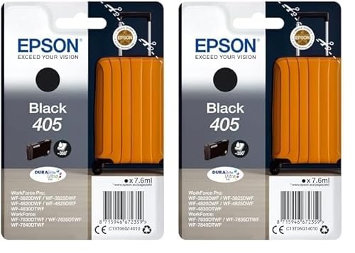 Epson Orginal 405 Tinte Koffer Singlepack schwarz Standard WF-3820DWF WF-3825DWF WF-4820DWF WF-4825DWF WF-4830DTWF WF-7830DTWF WF-7835DTWF WF-7840DTWF DURABrite Ultra Ink, ReadyPrint Flex-Tintentarife von Epson