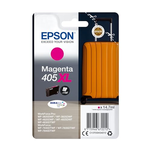 Epson Orginal 405XL Tinte Koffer Singlepack Magenta XL WF-3820DWF WF-3825DWF WF-4820DWF WF-4825DWF WF-4830DTWF WF-7830DTWF WF-7835DTWF WF-7840DTWF DURABrite Ultra Ink, ReadyPrint Flex-Tintentarife von Epson