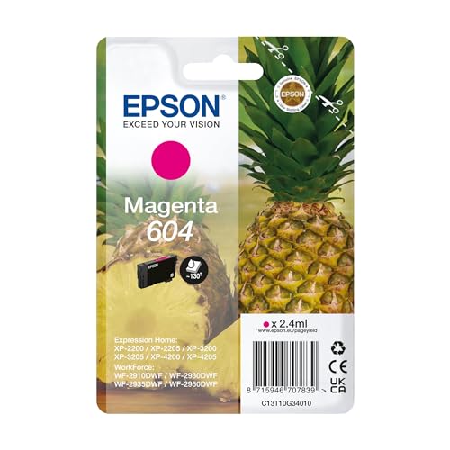 Epson Orginal 604 Tinte Ananas Singlepack Magenta Standard, XP-2200 XP-2205 XP-3200 XP-4205 WF2910DWF WF2930DWF WF2950DWF, ReadyPrint Flex-Tintentarife von Epson