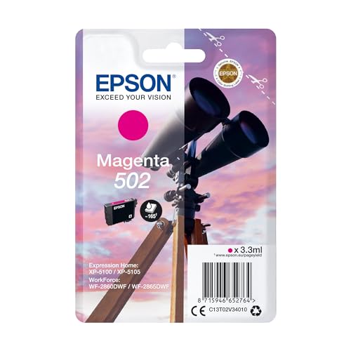 Epson Original 502 Tinte Fernglas Singlepack Magenta Standard, XP-5100 XP-5105 XP-5150 XP-5155 WF-2860DWF WF-2865DWF WF-2880DWF WF-2885DWF, ReadyPrint Flex-Tintentarife Epson Original 502 Tinte Fernglas Singlepack Magenta Standard, XP-5100 XP-5105 XP-5150 XP-5155 WF-2860DWF WF-2865DWF WF-2880DWF WF-2885DWF, ReadyPrint Flex-Tintentarife von Epson