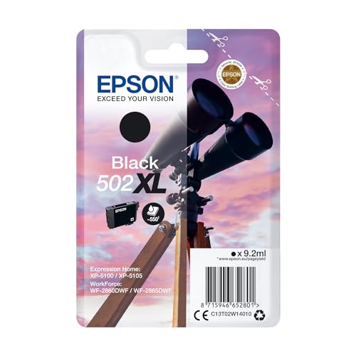 Epson Original 502XL Tinte Fernglas Singlepack schwarz XL, XP-5100 XP-5105 XP-5150 XP-5155 WF-2860DWF WF-2865DWF WF-2880DWF WF-2885DWF, ReadyPrint Flex-Tintentarife von Epson