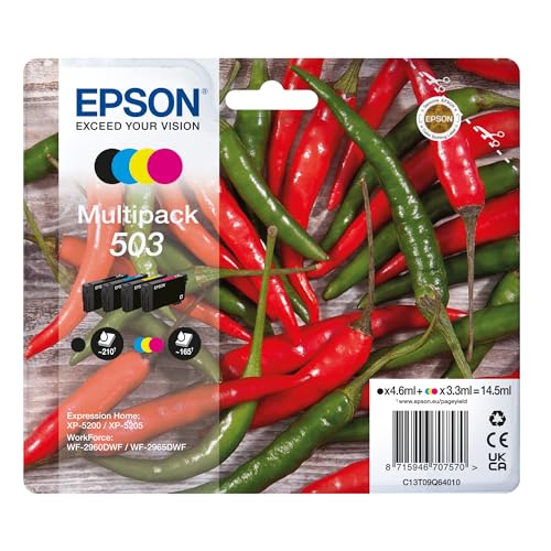 Epson Original 503 Tinte Chili Multipack 4-farbig Standard, XP-5200 XP-5205 WF-2960DWF WF-2965DWF, ReadyPrint Flex-Tintentarife Epson Original 503 Tinte Chili Multipack 4-farbig Standard, XP-5200 XP-5205 WF-2960DWF WF-2965DWF, ReadyPrint Flex-Tintentarife von Epson