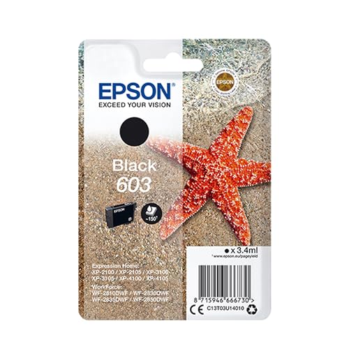 Epson Original 603 Tinte Seestern, Singlepack schwarz Standard, WF-2820DWF WF-2830DWF WF-2840DWF WF-2850DWF XP-2100 XP-2150 XP-3100 XP-3150 XP-4100 XP-4150, ReadyPrint Flex-Tintentarife Epson Original 603 Tinte Seestern, Singlepack schwarz Standard, WF-2820DWF WF-2830DWF WF-2840DWF WF-2850DWF XP-2100 XP-2150 XP-3100 XP-3150 XP-4100 XP-4150, ReadyPrint Flex-Tintentarife von Epson