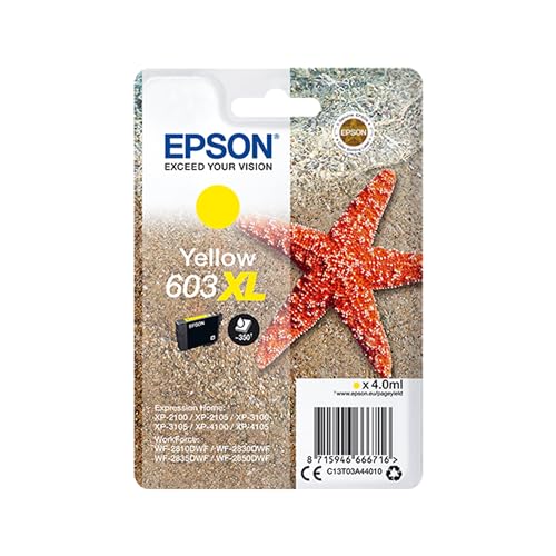 Epson Original 603XL Tinte Seestern, Singlepack gelb XL, WF-2820DWF WF-2830DWF WF-2840DWF WF-2850DWF XP-2100 XP-2150 XP-3100 XP-3150 XP-4100 XP-4150, ReadyPrint Flex-Tintentarife von Epson