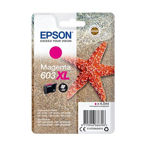 Epson Original 603XL Tinte Seestern, Singlepack Magenta XL, WF-2820DWF WF-2830DWF WF-2840DWF WF-2850DWF XP-2100 XP-2150 XP-3100 XP-3150 XP-4100 XP-4150, ReadyPrint Flex-Tintentarife von Epson