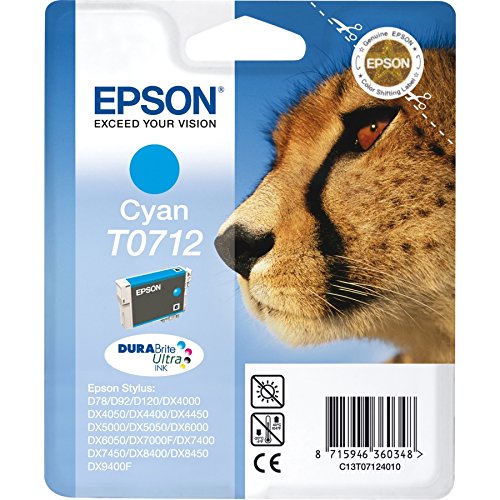 Epson T0712 Cyan – Tintenpatrone für Drucker (Cyan, EPSON Stylus D120 Epson Stylus D120 Epson Stylus D78 Epson Stylus D92 Epson Stylus D92, Tintenstrahl) von Epson