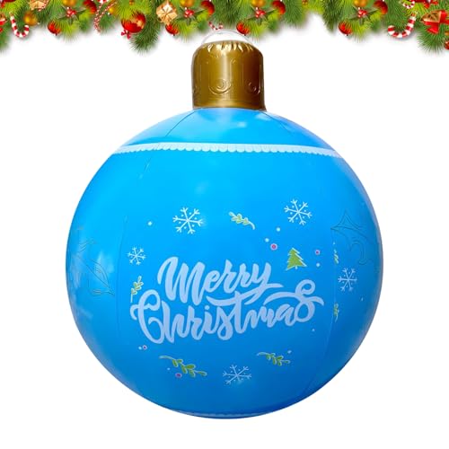 Aufblasbarer Weihnachtsball, 60 cm, strapazierfähig, PVC, zum Aufhängen, versiegelt und wetterfest, für Hofdekoration, UK (Weihnachten) von Epunk
