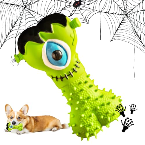Epunk Halloween Quietschendes Hundespielzeug - Latex-Kauspielzeug mit stacheligem Monster-Design, langlebiges Zahnspielzeug für Welpen & erwachsene Hunde von Epunk