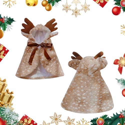 Rentier-Hundeumhang – flauschige Weihnachtskleidung für Haustiere, warmer Elchumhang, Kostüm, Größe M (Halsumfang 20 cm), festliches Geschenk für Katzen und kleine Hunde von Epunk