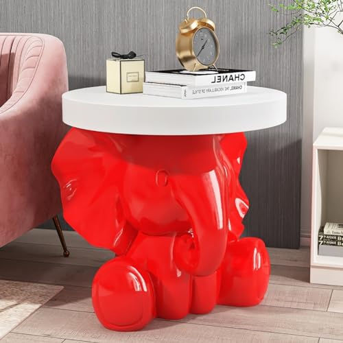 EpuzeR Couchtisch Sitzender Elefant Beistelltisch Wohnzimmertisch Satztisch Kleiner Tisch for Wohnzimmer, 40 * 40 * 40cm (Color : Rot) von EpuzeR