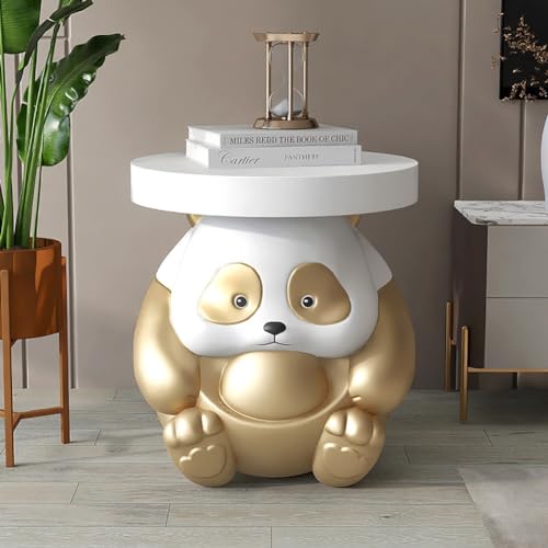 EpuzeR Panda Beistelltisch Couchtisch, Kunstharz Glasfaser Hohle Struktur, Wohnzimmertisch Coffee Table Modern Sofatisch (Color : Gold) von EpuzeR