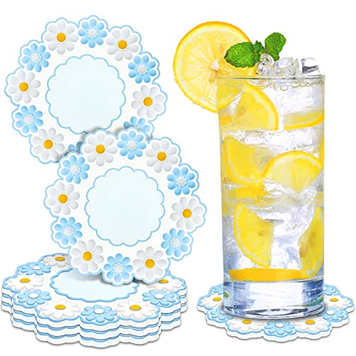 Epxee Untersetzer Gläser, 6er Set Silikon Glasuntersetzer Tischuntersetzer für Getränke, Tassen, Bar - Blau von Epxee