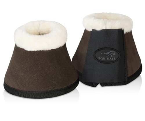 Equinate Hufglocken Sunville mit Wildleder überzogen und synthetischem Lammfell XXL Braun - Robuste und stoßdämpfende Springglocken - Hufschutz für Training und Turniere - 2er Set Equinate Hufglocken Sunville mit Wildleder überzogen und synthetischem Lammfell XXL Braun - Robuste und stoßdämpfende Springglocken - Hufschutz für Training und Turniere - 2er Set von Equinate