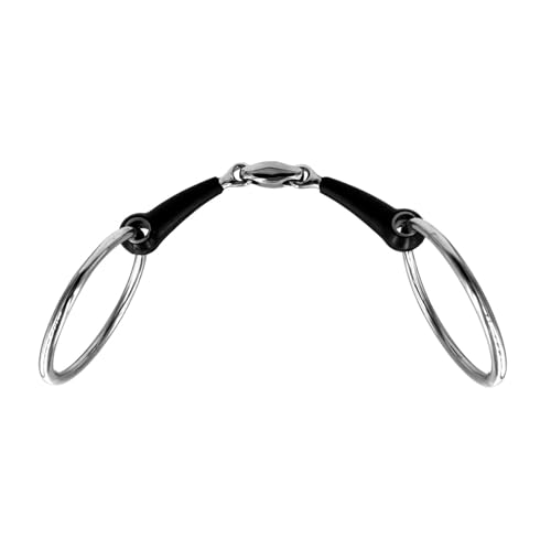 Equine Smile ES0118 Gebiss Wassertrense Doppelt Gebrochen mit Gummi aus Edelstahl Ringdurchmesser 65 mm Gebissstärke 15 mm (12.5 cm) von Equine Smile