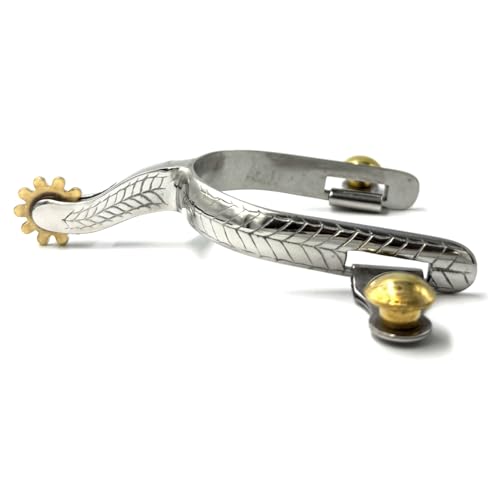Equine Smile ES1004 Western Edelstahl Sporen mit Sonnenrad Kupfer Rowel Flechtmuster Cowboy Reitsporen Pferdesporen rostfrei Pferde Boot Roper Spurs Equine Smile ES1004 Western Edelstahl Sporen mit Sonnenrad Kupfer Rowel Flechtmuster Cowboy Reitsporen Pferdesporen rostfrei Pferde Boot Roper Spurs von Equine Smile