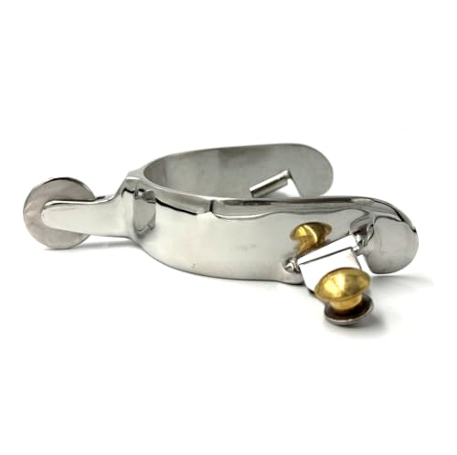 Equine Smile ES1090 Western Edelstahl Sporen Breite Ausführung mit Rad Cowboy Reitsporen Pferdesporen rostfrei Pferde Boot Roper Spurs von Equine Smile