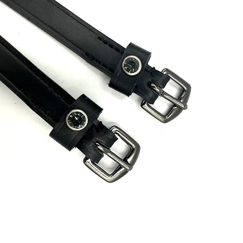 Equine Smile ES4010 Sporenreimen mit Strass Kristall aus Leder für Sporen Ersatzriemen Zubehör Pferdespornriemen Reitsporenriemen Fixierung von Reitsporen (Schwarz Leder/Schwarze Strasssteine) von Equine Smile