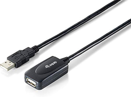 Equip Aktives USB 2.0 Typ A Verlängerungskabel Stecker auf Buchse 10,00 m, schwarz von LevelOne